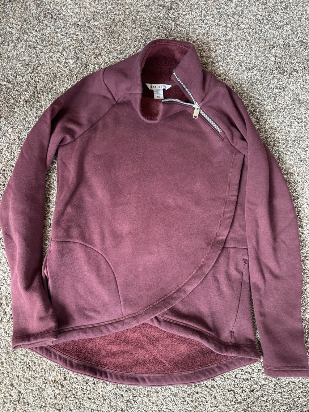 Athleta Women's Plum Asymmetrical Zip Pullover Sweater